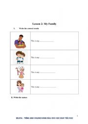 Family: Worksheet for Grade 1