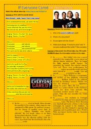 English Worksheet: If everyone cared - song second conditional & word values