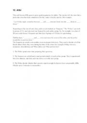 English Worksheet: Alibi game