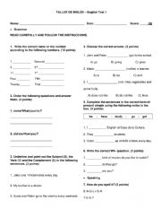 English Worksheet: English Test Beginner