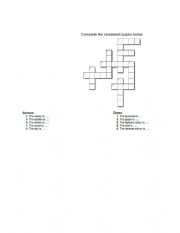 English Worksheet: Colours Crossword