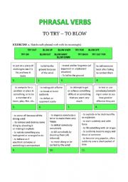 Phrasal verbs with Blow / Try + Answer Key