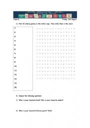 Literary Genres Wordsearch and Questionnaire