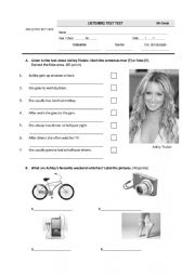 English Worksheet: Listening test