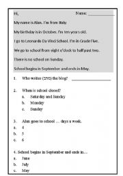 English Worksheet: blog- reading comprehension esl