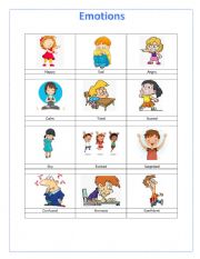 English Worksheet: Emotions pictionary
