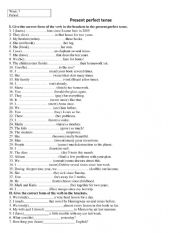 English Worksheet: The present perfect 
