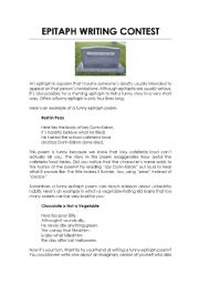 English Worksheet: Epitaph contest