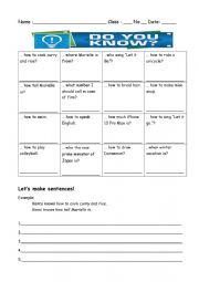 English Worksheet: Do you know 
