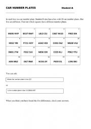 English Worksheet: Car Plates