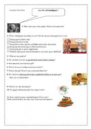 English worksheet: lesson 8 : Are we all intelligent ? 