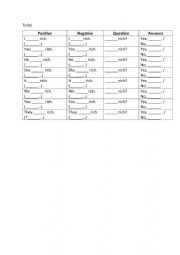 English Worksheet: Verb to be