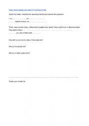 English Worksheet: Bucket list