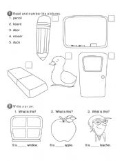 English Worksheet: School Objects vocabulary worksheet
