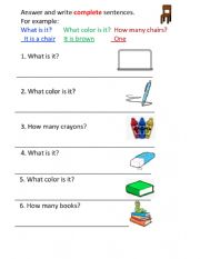 English Worksheet: School objects