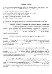 English Worksheet: ethics vocablary