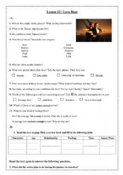 English Worksheet: Lesson 12 / First form : Love Boat 