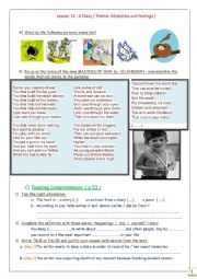 English Worksheet: Lesson 13 /first form :  A Diary
