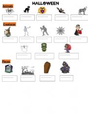 English Worksheet: Halloween places and creatures