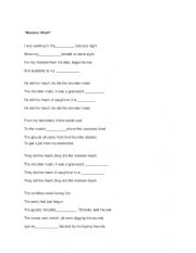 English Worksheet: Monster Mash fill in the blank 