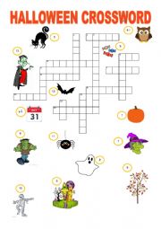 English Worksheet: Halloween crossword