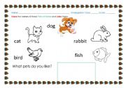 English Worksheet: Pets at Home for Kindergarten