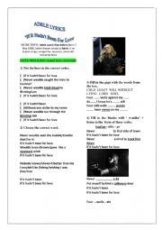 English Worksheet: Adeles song - If it hadn�t been for love - Third Conditional