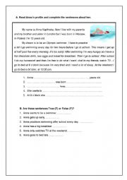 English Worksheet: Present Simple Reading