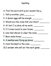 English Worksheet: spelling