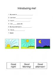 English Worksheet: Introducing me!