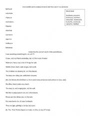 English Worksheet: Compound Words + At, On, IN