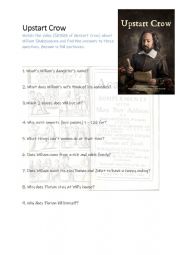 English Worksheet: Upstart Crow - questions