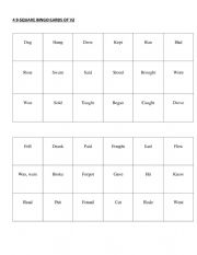 English Worksheet: Irregular Verbs Bingo