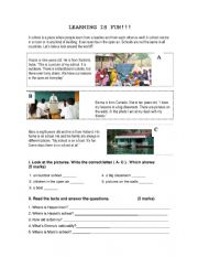 English Worksheet: LEARNING IS FUN