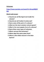 English Worksheet: Volcanoes