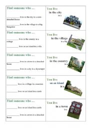English Worksheet: find someone who ... (types of houses)