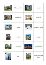 English Worksheet: types of houses (Black Jack)