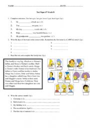 English Worksheet: Initial Test 6th Grade
