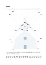 English Worksheet: Numbers 1-100 Drawing fun
