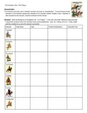 English Worksheet: Characterization of Canterbury Tales