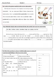 English Worksheet: a remedial work Module 1 7th form