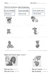English Worksheet: CAN - CAN´T