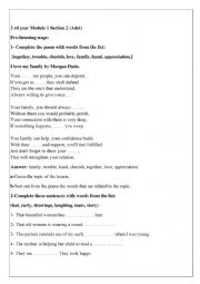 English worksheet: 3 rd year Module 1 Section 2 