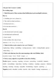 English worksheet: 4 th year Unit 1 Lesson 1 Holidaying