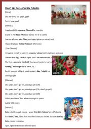 English Worksheet: Song - Camila Cabello - Don�t go yet