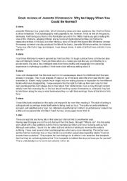 English Worksheet: Reading comprehension: Jeanette Winterson book reviews
