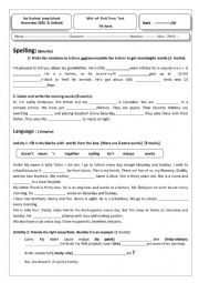 English Worksheet: mid-of -first term test 7th grade tunisia