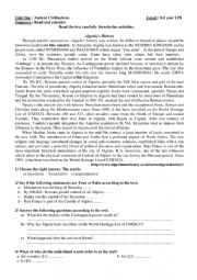 English Worksheet: Algeria�s History