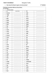 English Worksheet: test yourself about irregular verbs
