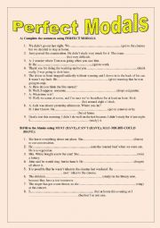 English Worksheet:   perfect modals